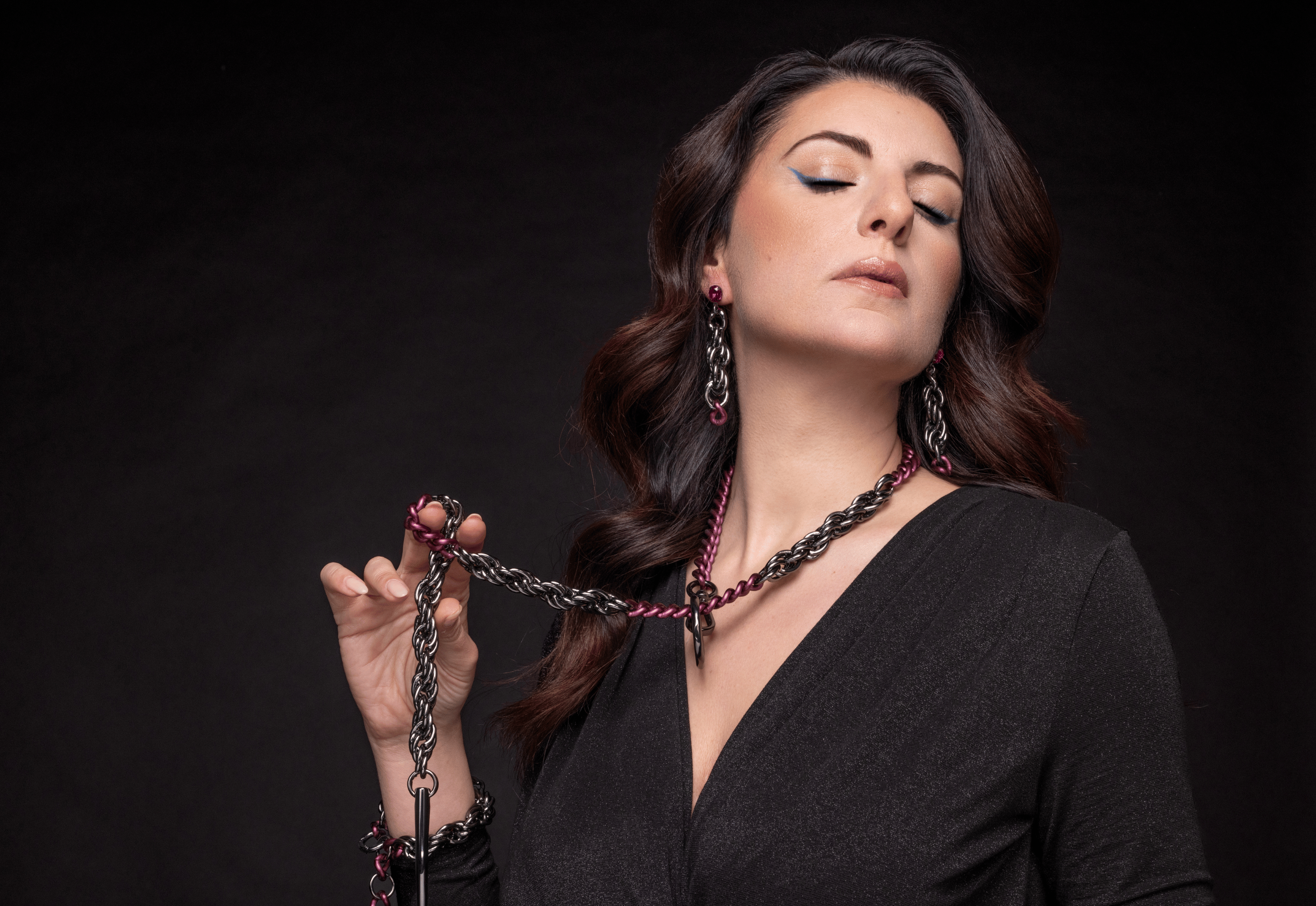 gothic purple statement chain necklace