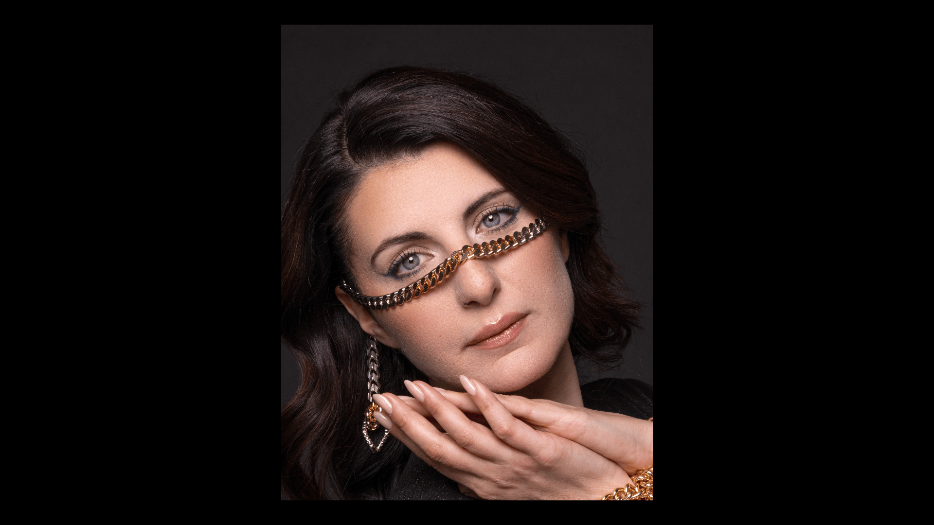 avantgarde nose chain veil bicolor gold and silver