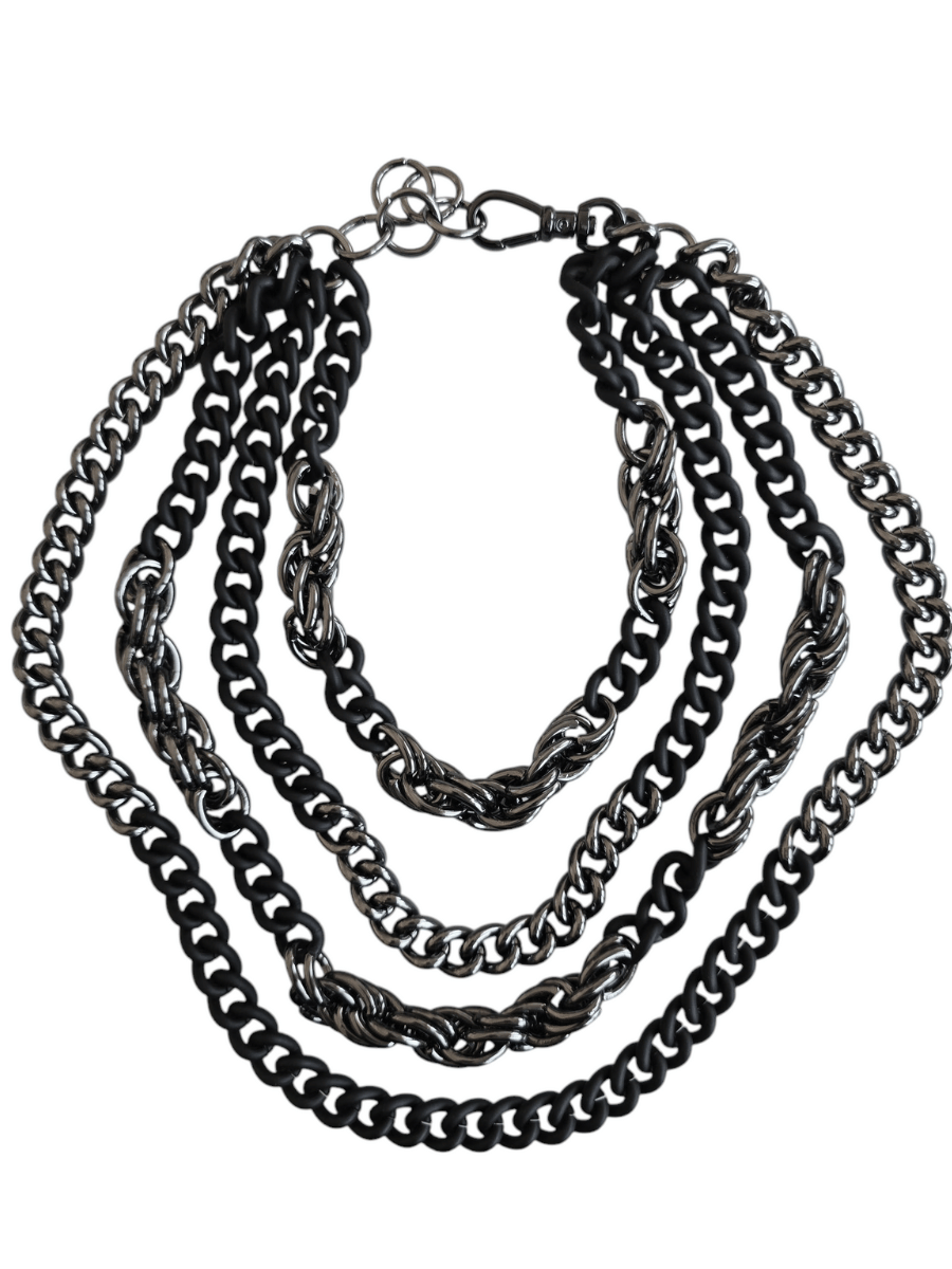 black gothic multistrand chain necklace