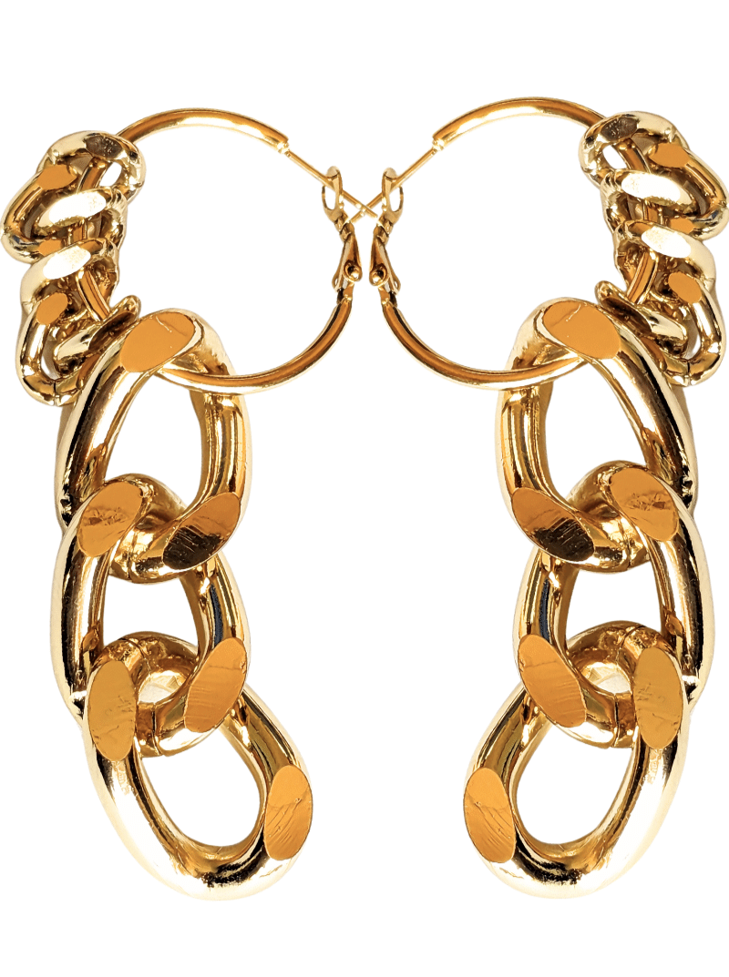 statement chunky chain pendant earrings gold