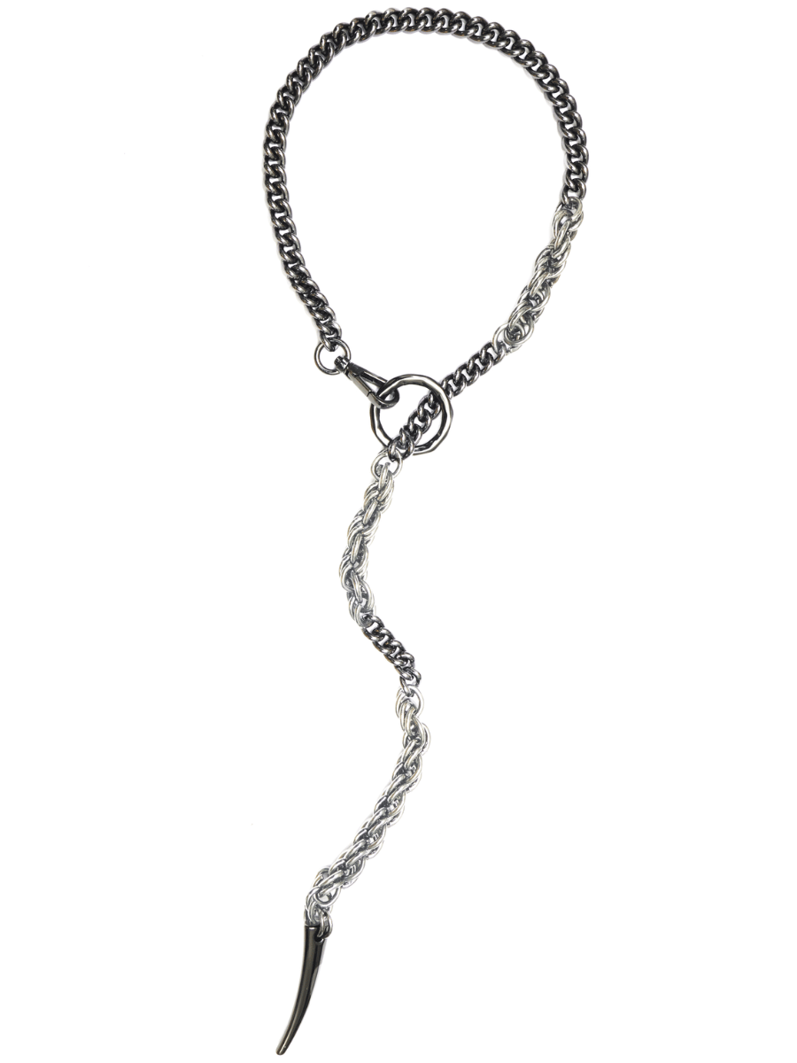 gothic long chain necklace silver gunmetal