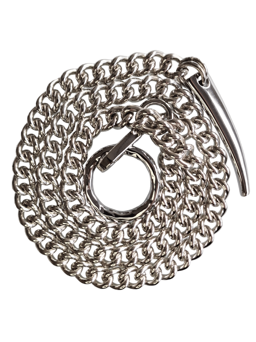 Long chain necklace with claw and O ring silver