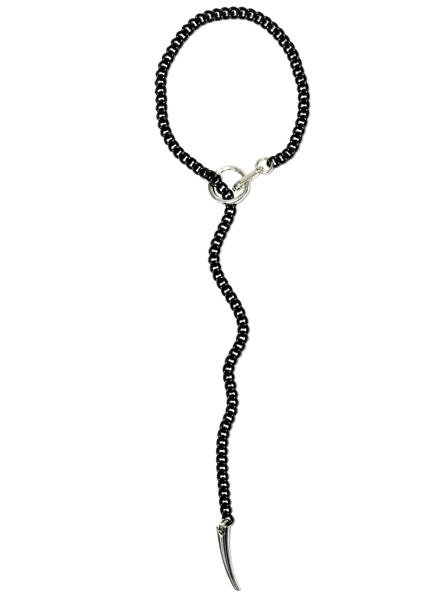 long o ring chain necklace black and silver