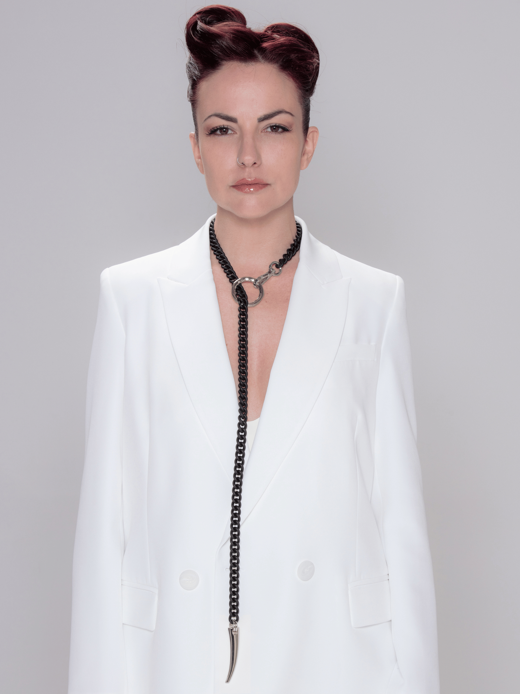 Avantgarde black matte long chain necklace