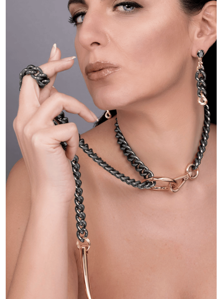 Sexy luxury chain necklace gunmetal rose gold