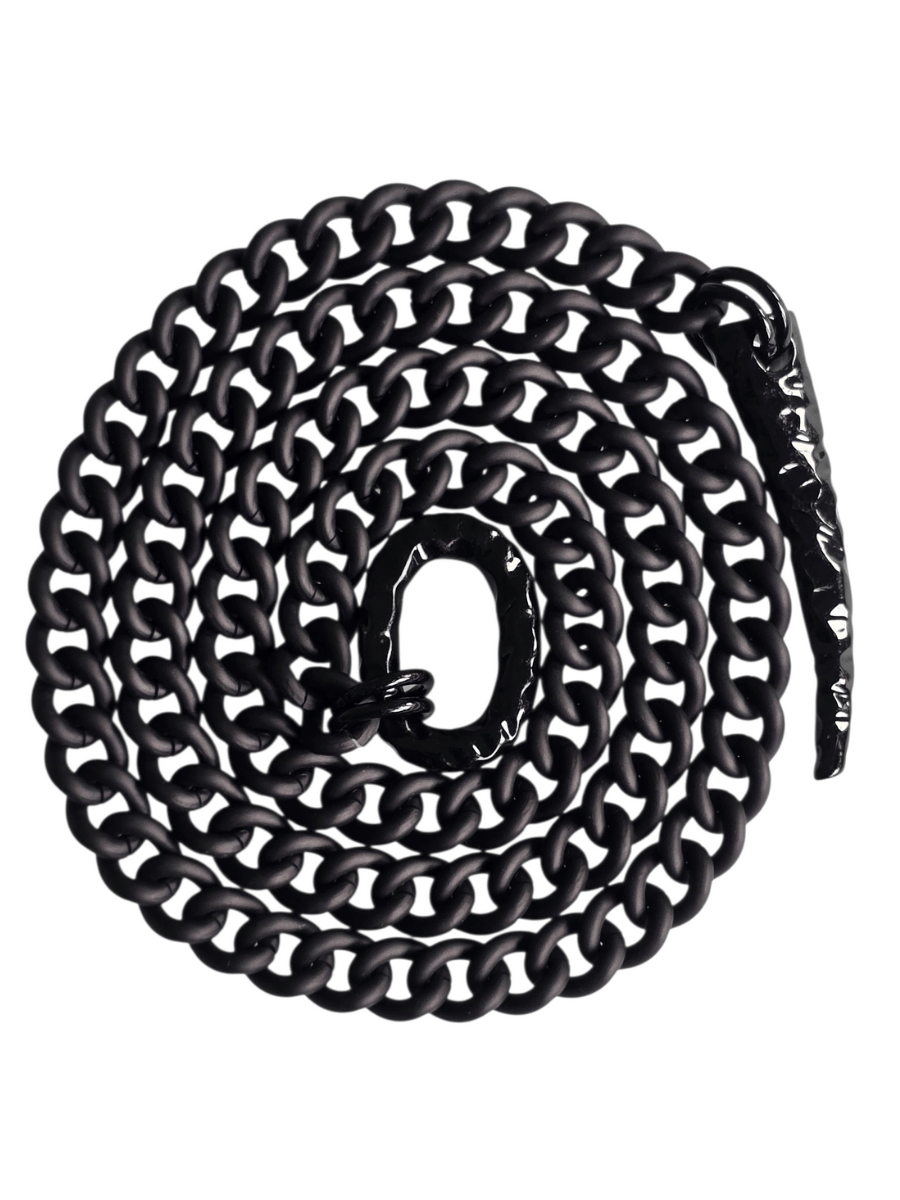 Black chain on a white background