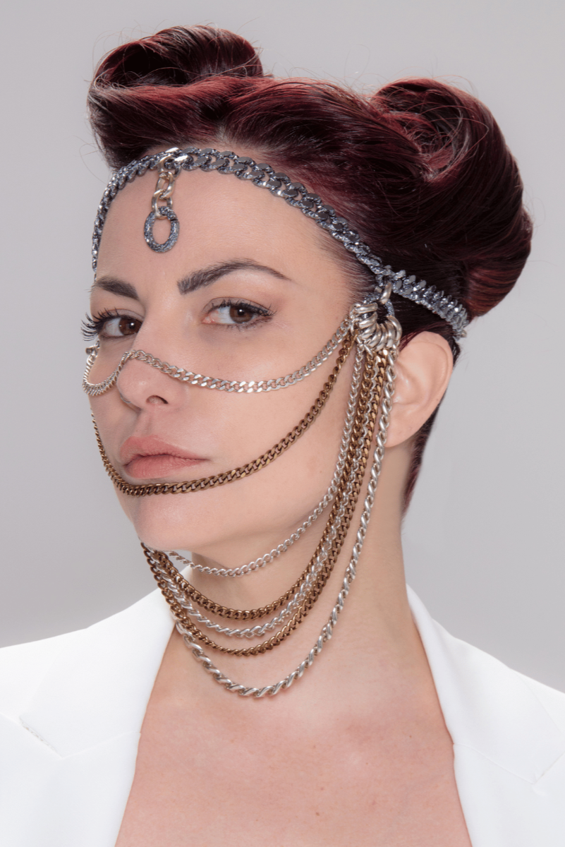 multi strand face chain veil