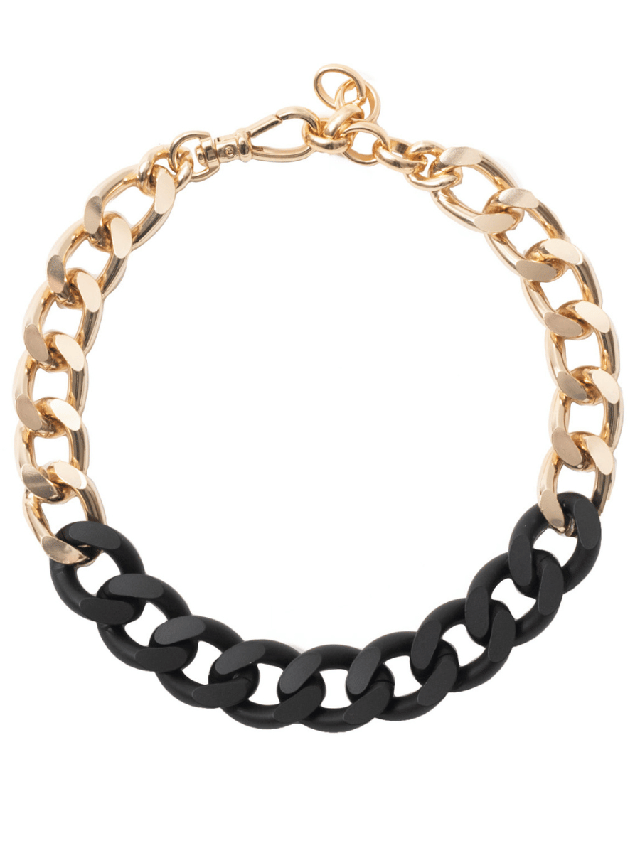 black and gold striped maxi chain choker