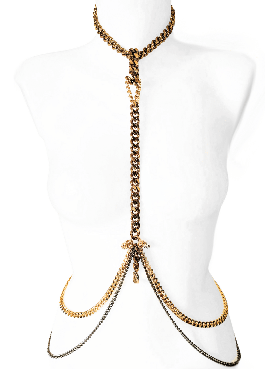 body chain in glitter bronze gold