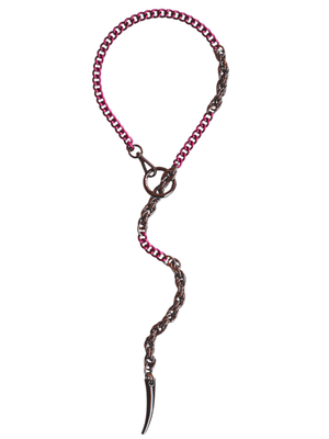 long purple gunmetal chain necklace
