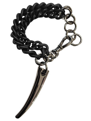 black multi chain bracelet with gunmetal pendant