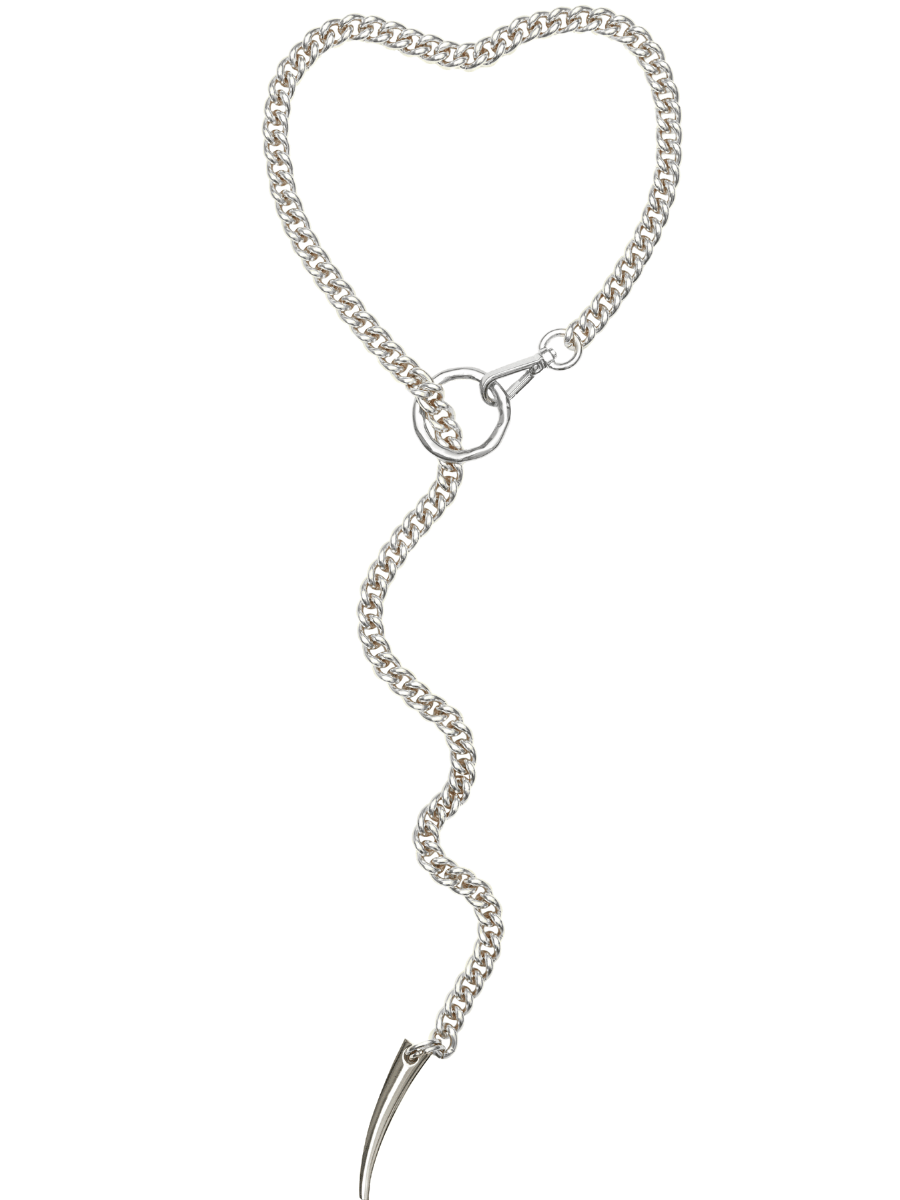 silver chunky chain necklace punk rock style
