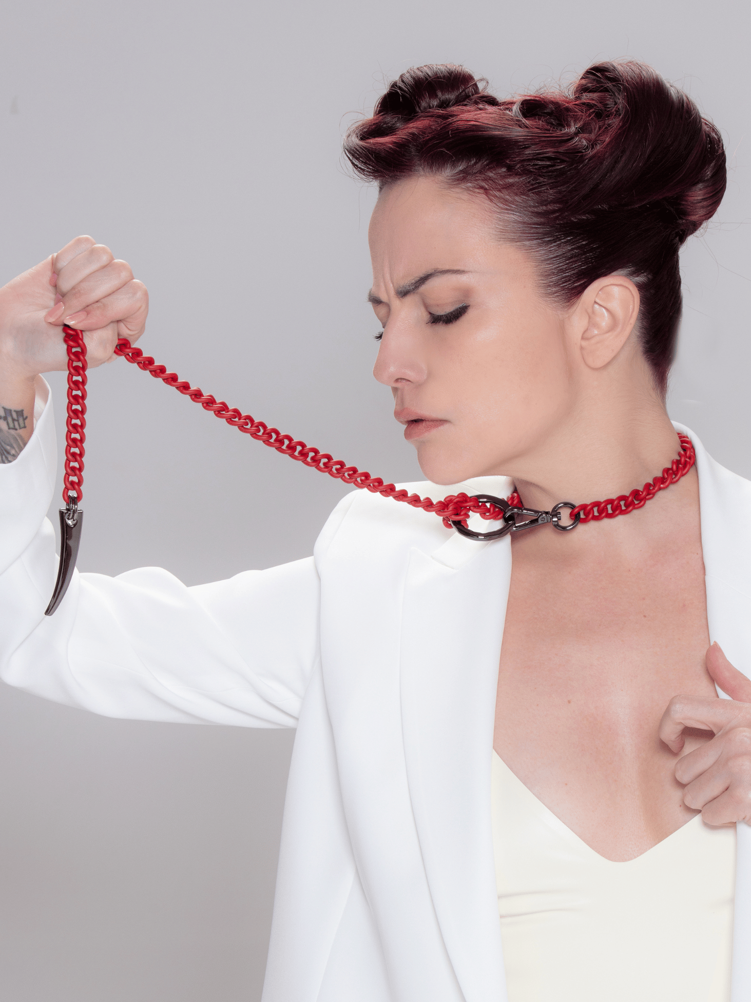 red matte gothic chain necklace