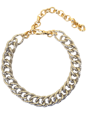 glitter chunky chain choker bicolor silver gold