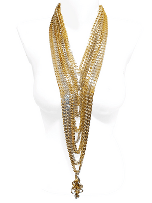 long bicolor statement multistrand necklace