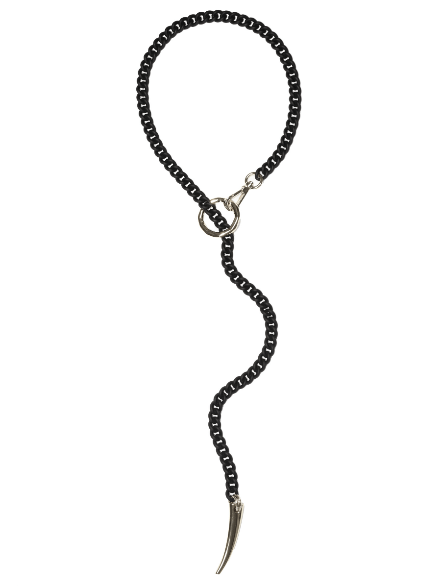 Long chunky chain necklace black matte and silver
