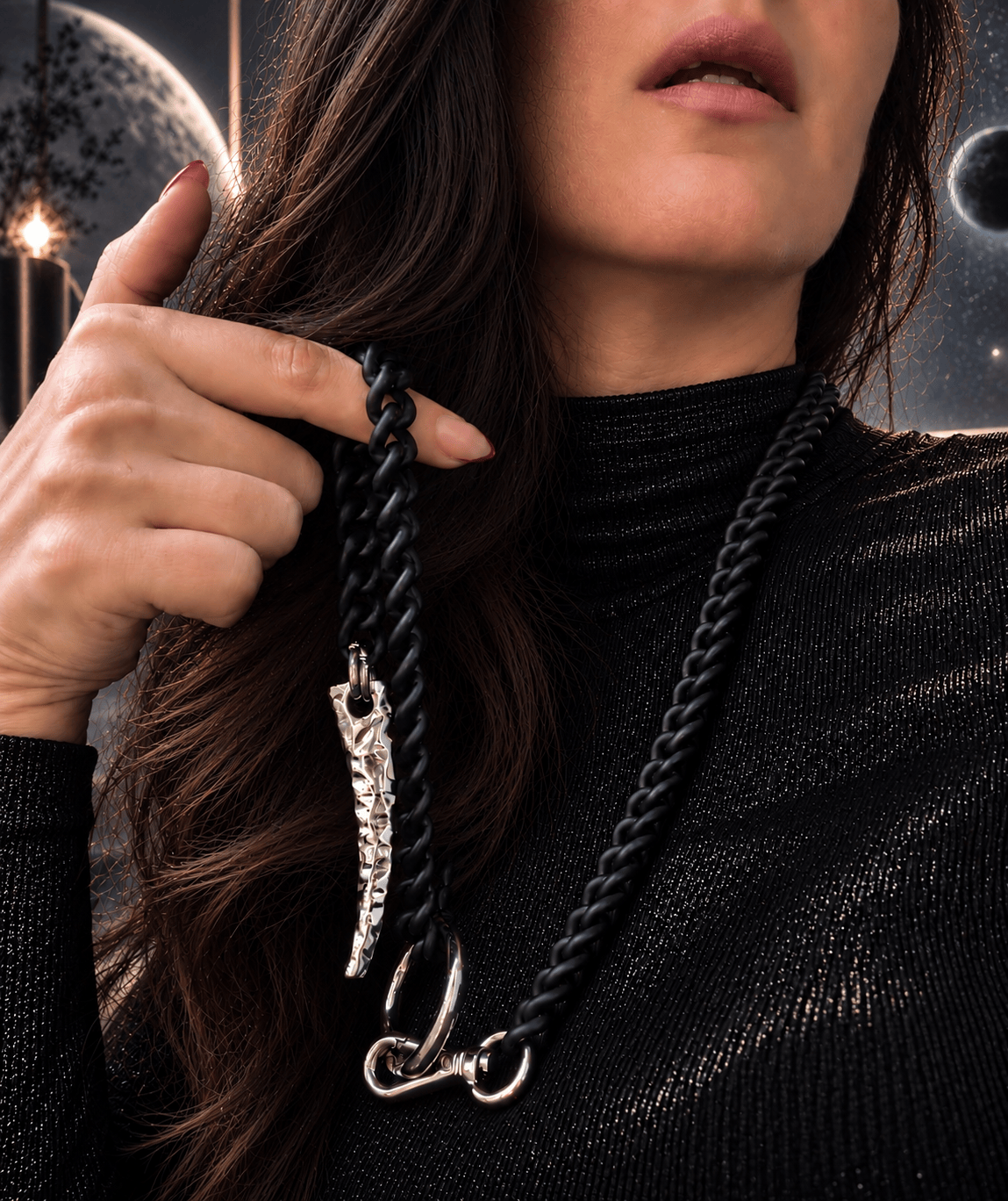 FORBIDDEN Necklace - Black & Lunar Silver - Signature Piece