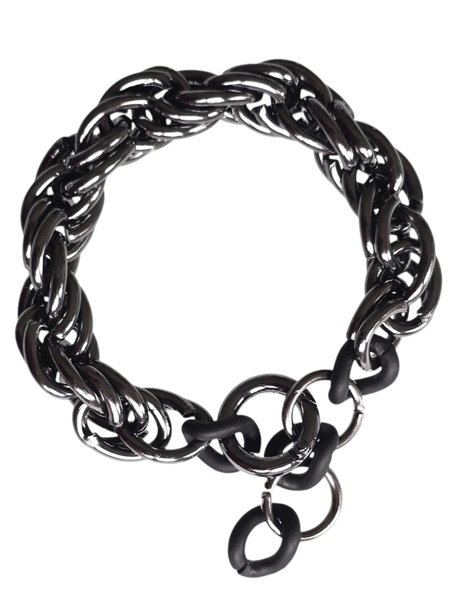 twisted chain rope gothic bracelet gunmetal black