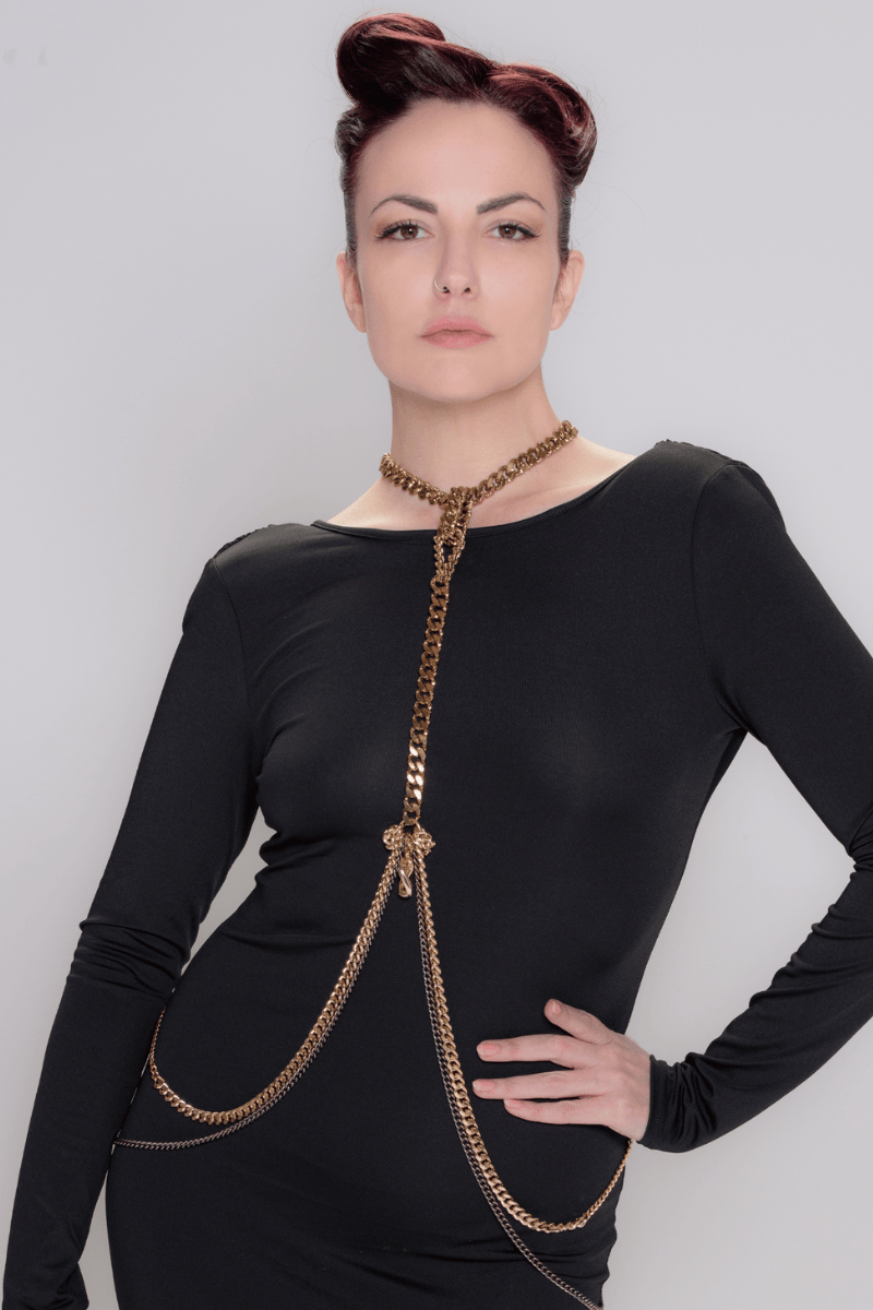 Glamorous Art Deco Body Chain In Bronze Gold Finerblack Jewelry Glamorous Art Deco Body Chain In Bronze Gold Finerblack Jewelry