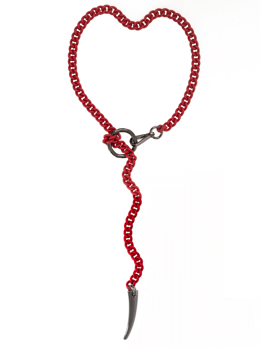 red matte long chain necklace