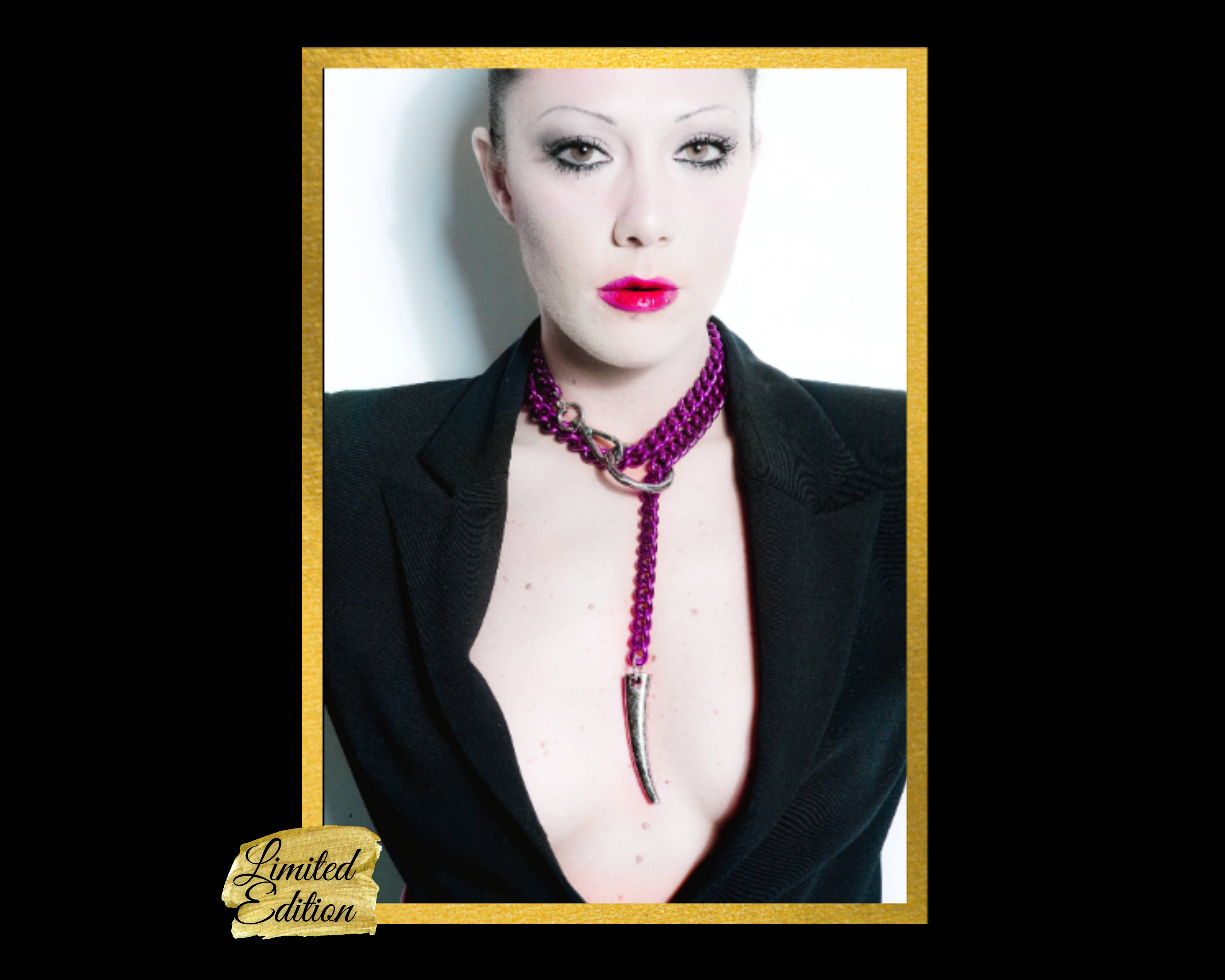 fuchsia purple long chain collar necklace westwood punk glam style