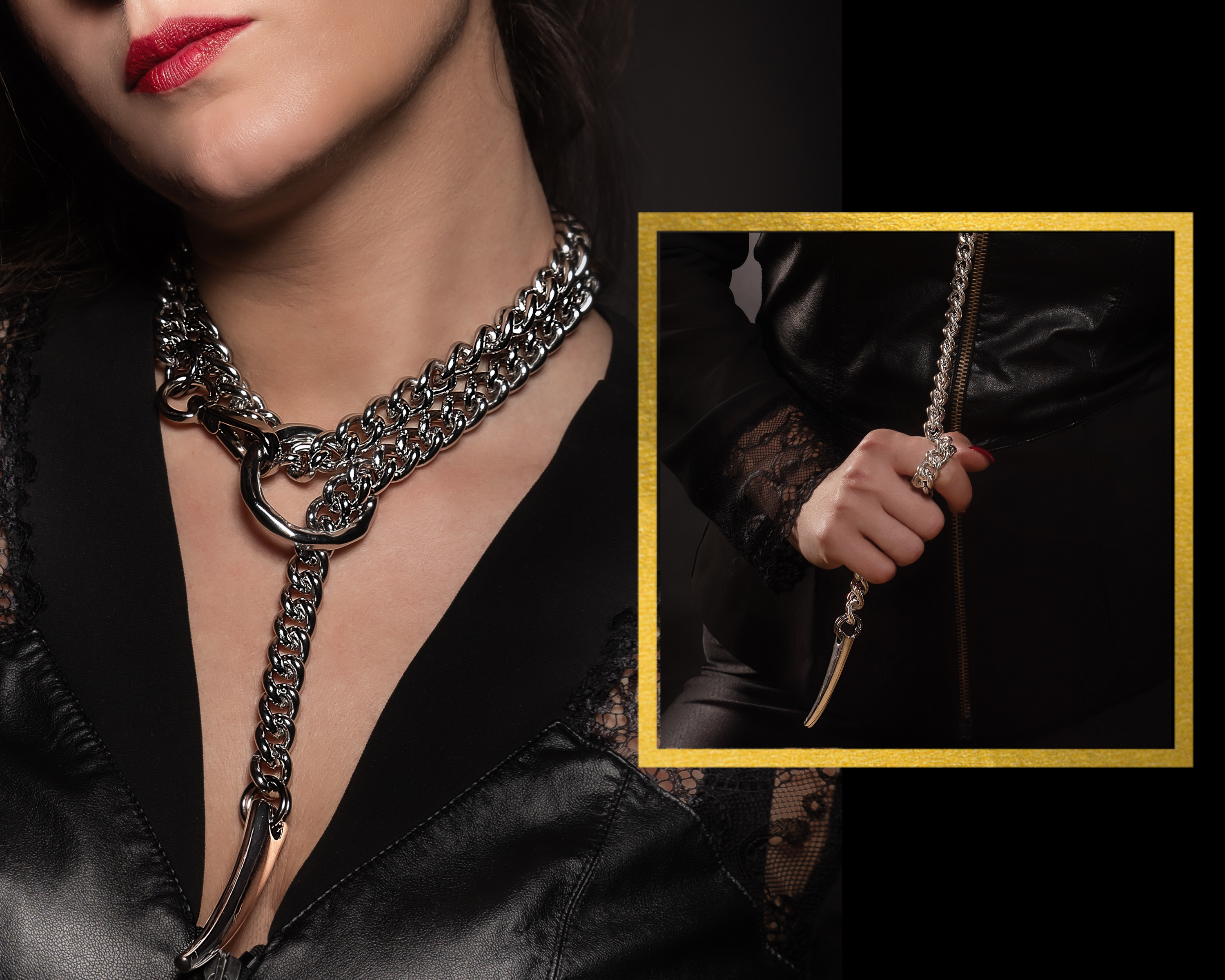 luxury bdsm dog chain collar 