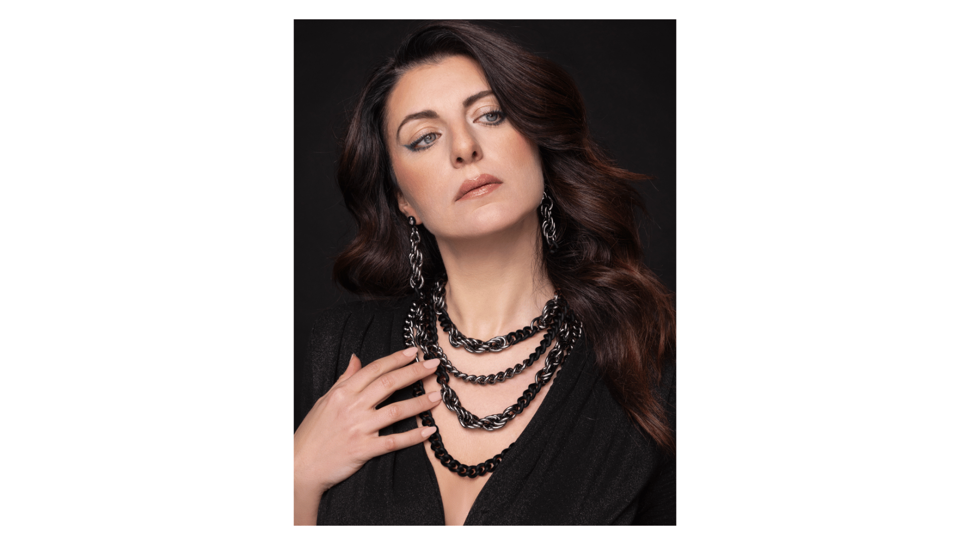 signature multi strand chain necklace dark collection by finerblack