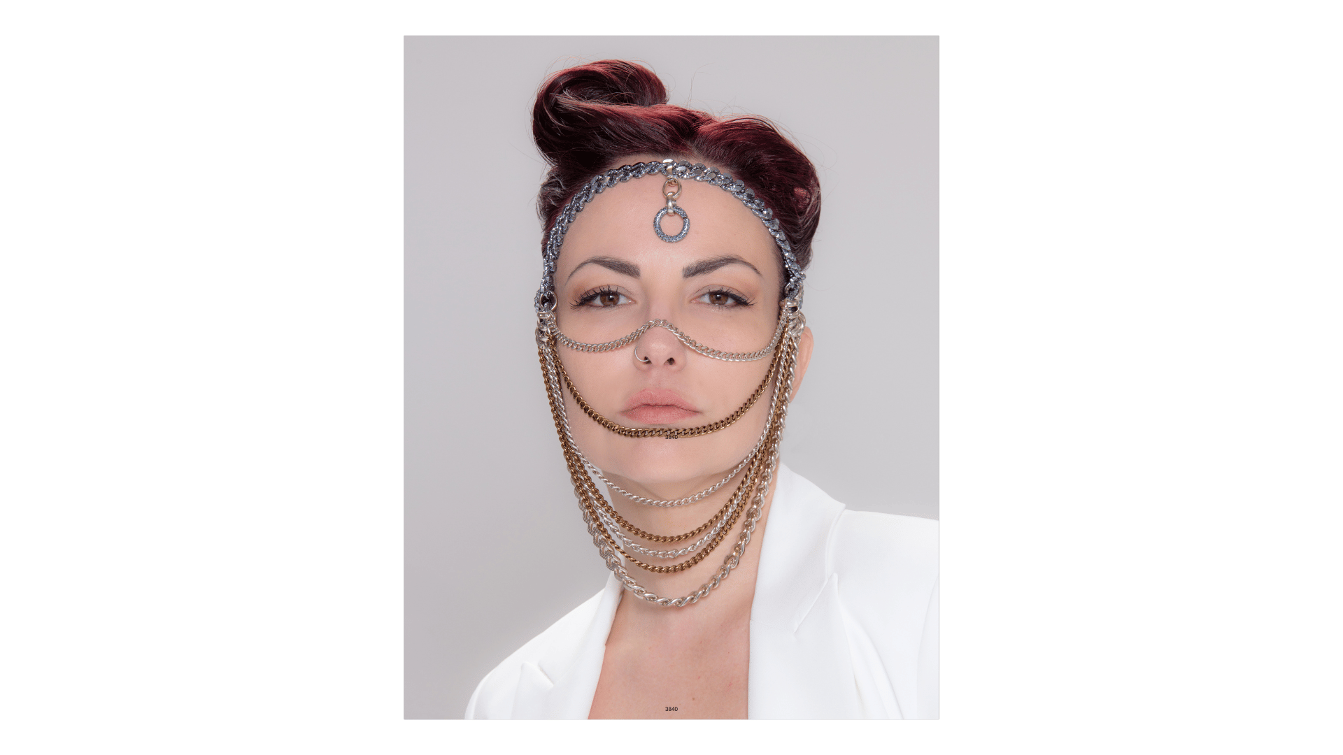 avant garde draped chain veil mask 