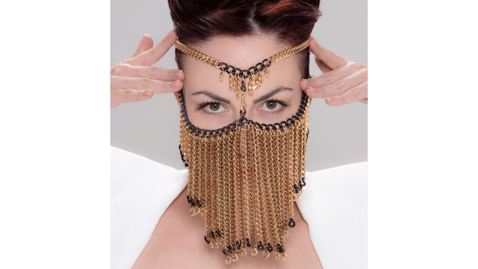 dune fringed handmade chain veil in gold