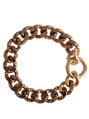 statement bronze gold chain bracelet with round snaphook