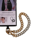 two toned charm  phone chain attached to mobile