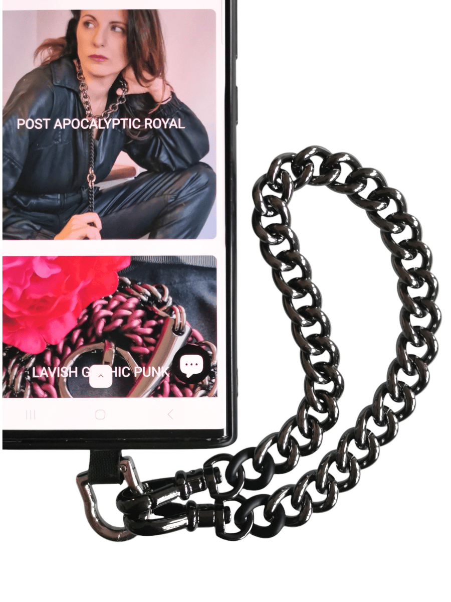 phone chain charm bracelet gunmetal