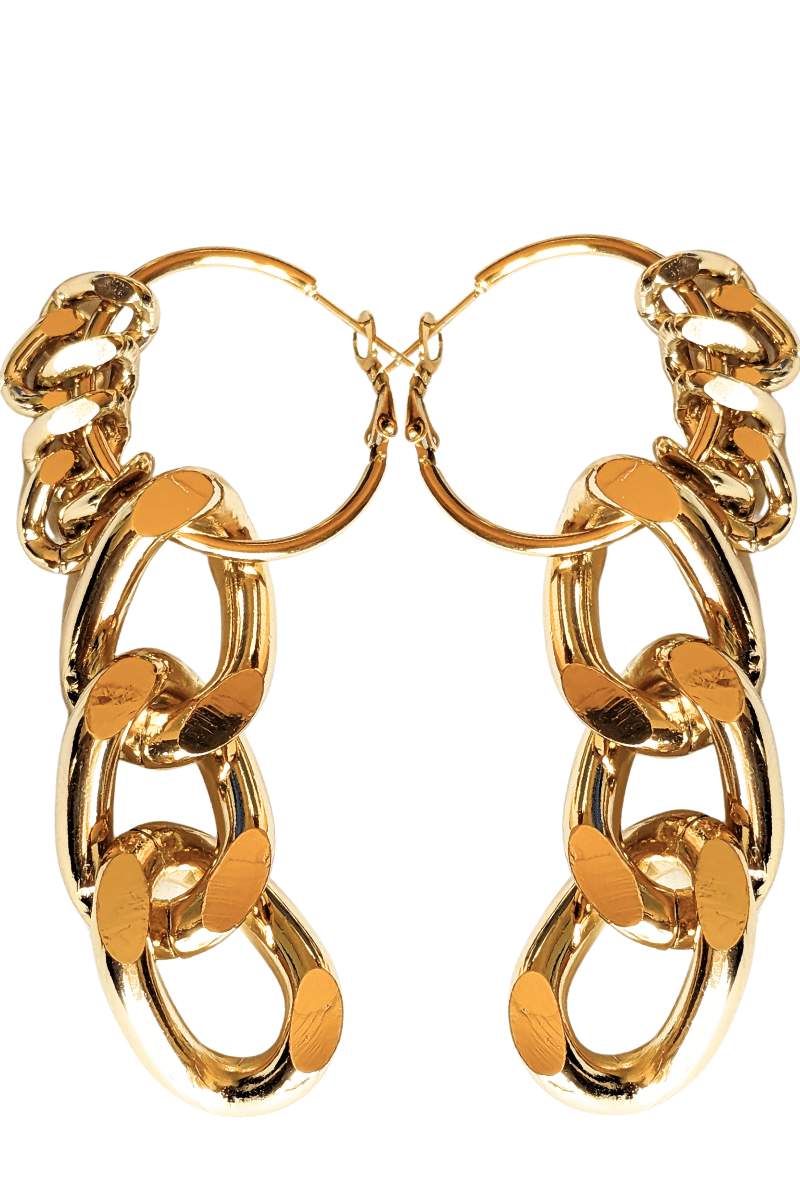 statement chunky chain hoop earrings gold