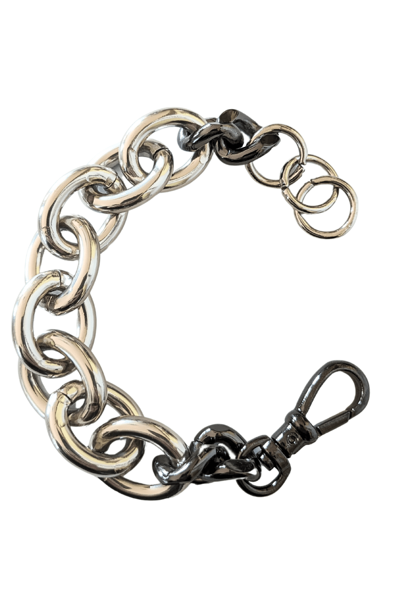 chunky chain cuff bracelet silver gunmetal