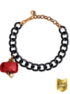 Floral Delight Black Chain Choker with red rose