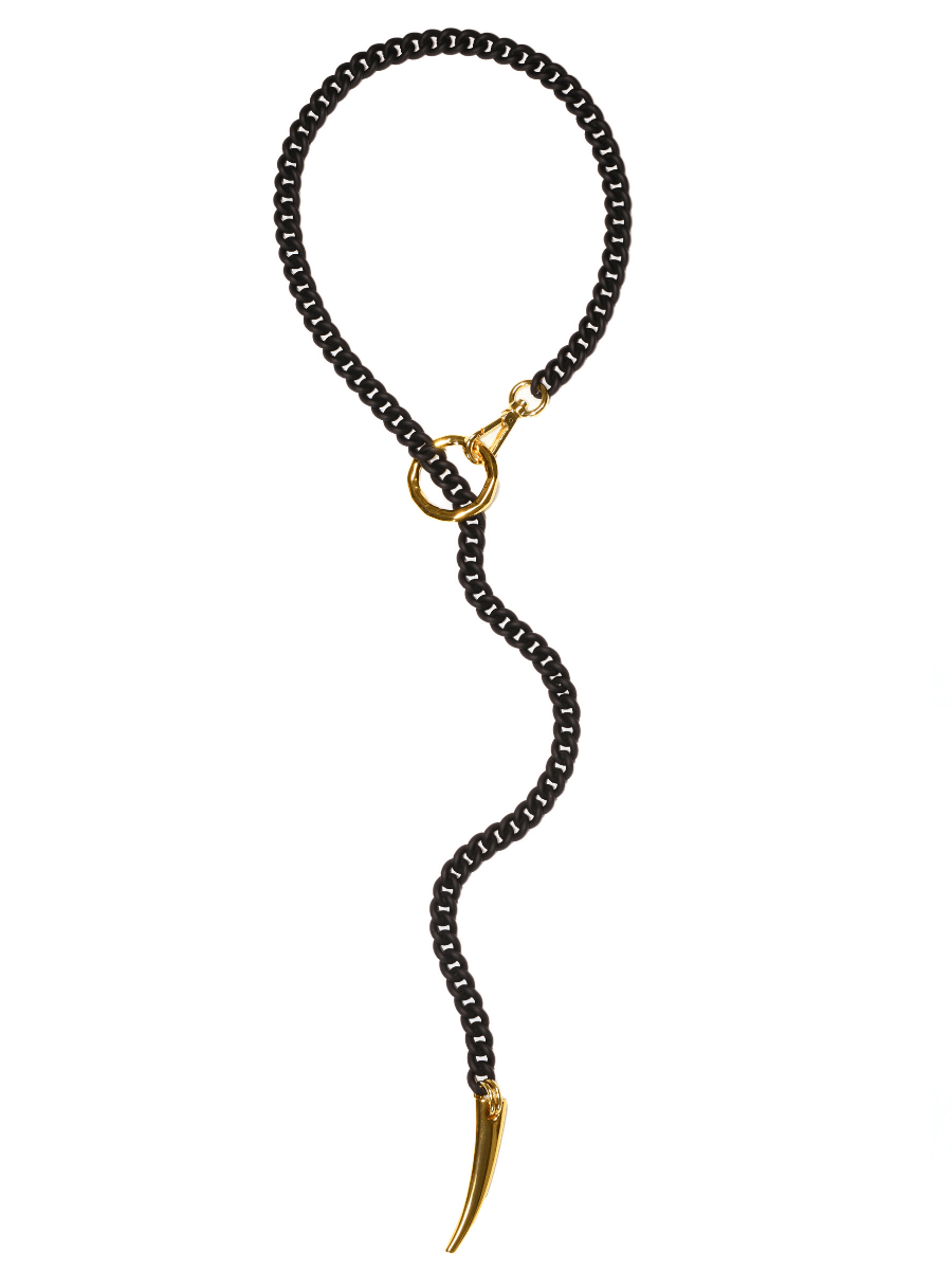 black matte ^ gold long chain necklace