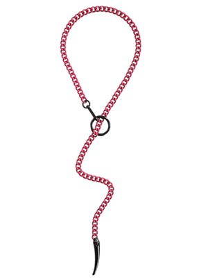 long pink gunmetal chunky chain necklace 