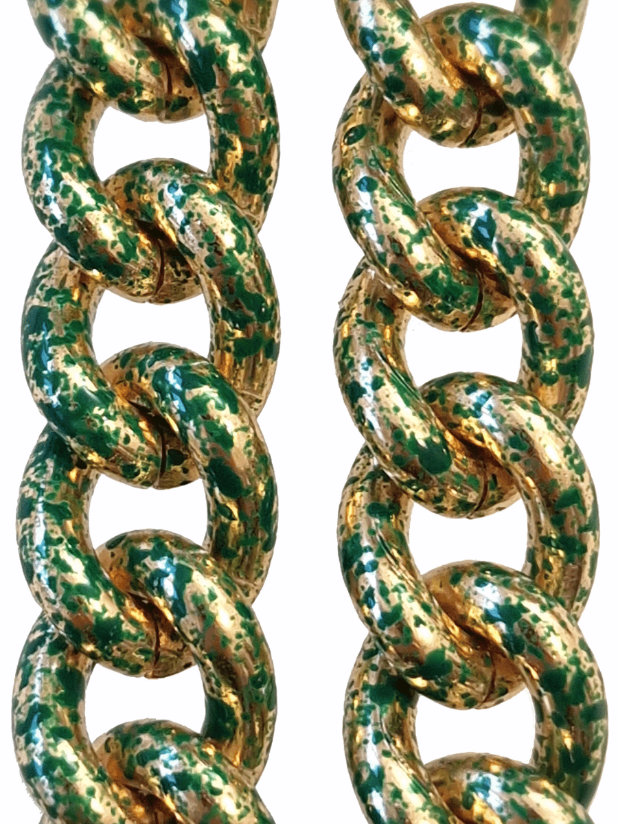 green on gold sprayed chain detail