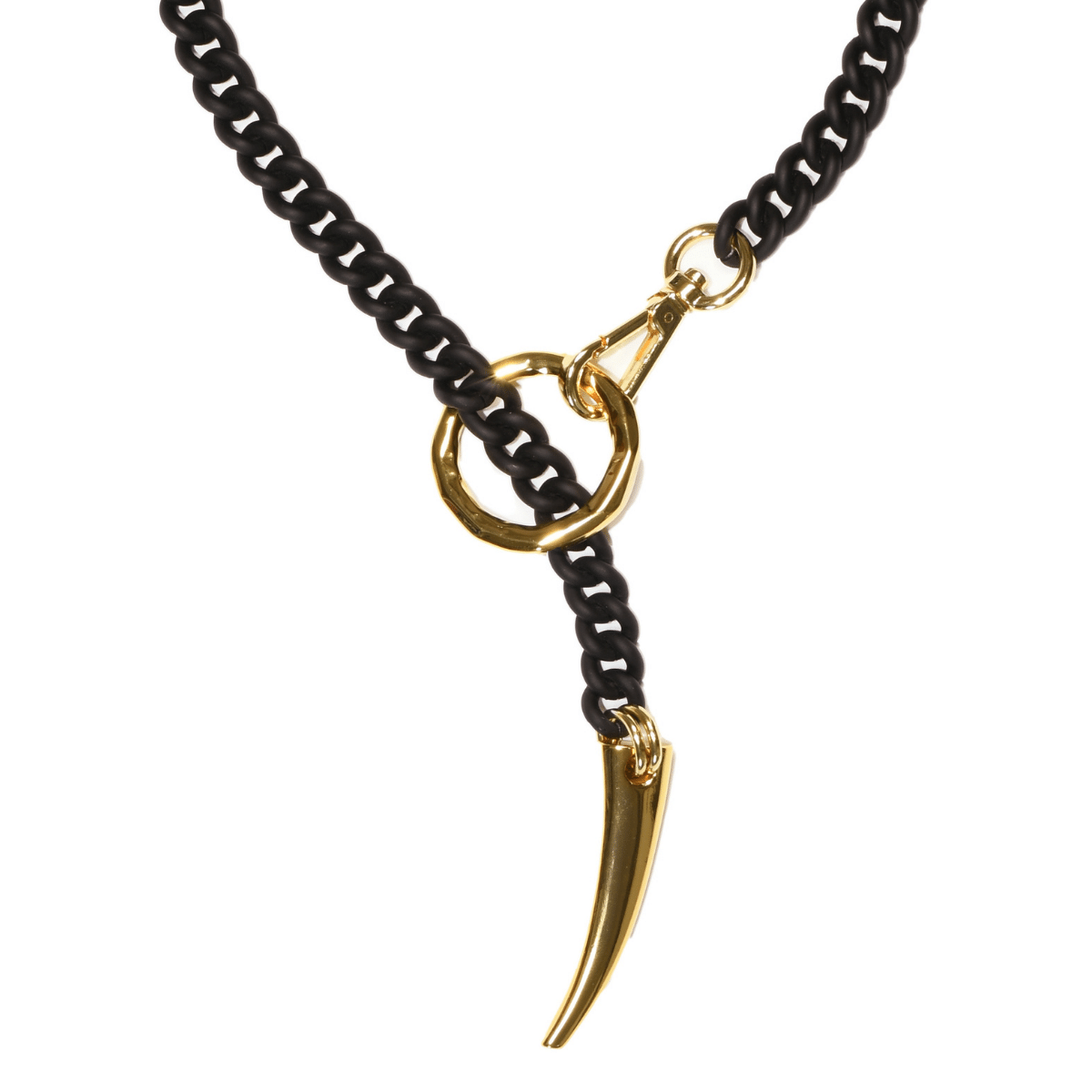 Mens Black Necklace Chain Necklace with Long Leash FINERBLACK