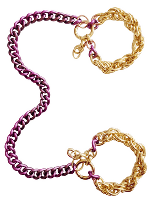 elegant bdsm cuffs with leash in lilac and gold color