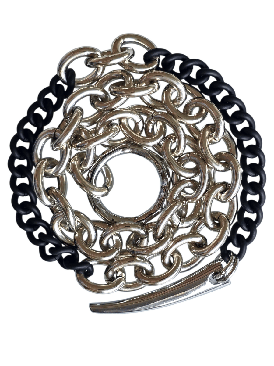 big bold chain necklace with claw silver black