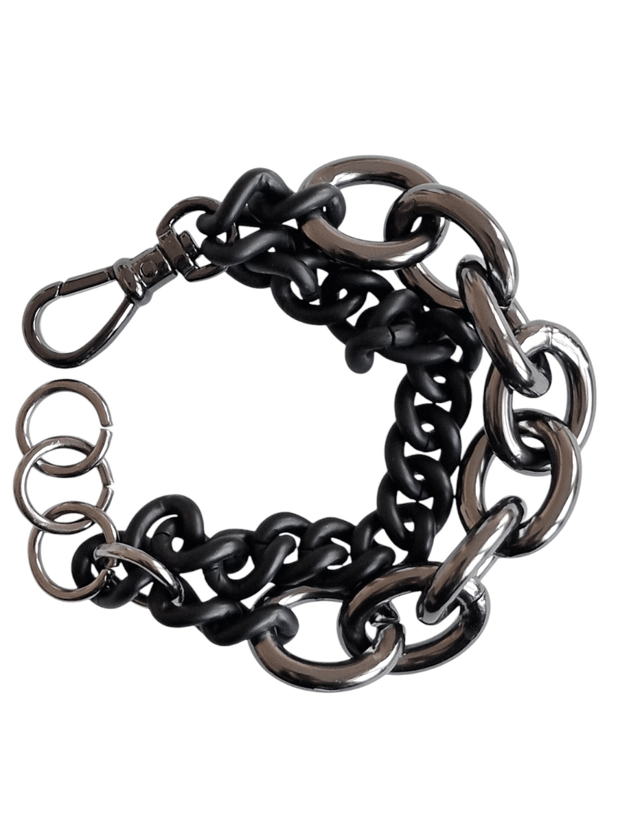 Chunky bicolor chain bracelet gunmetal and black matte