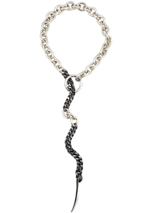 Thumbnail for chunky y chain necklace silver gunmetal