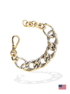 bicolor silver gold glitter chain bracelet with clasp on a white background