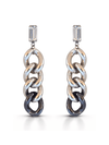 Pair of silver chain-link earrings on a white background