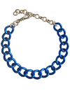 blue chunky chain choker with silver details