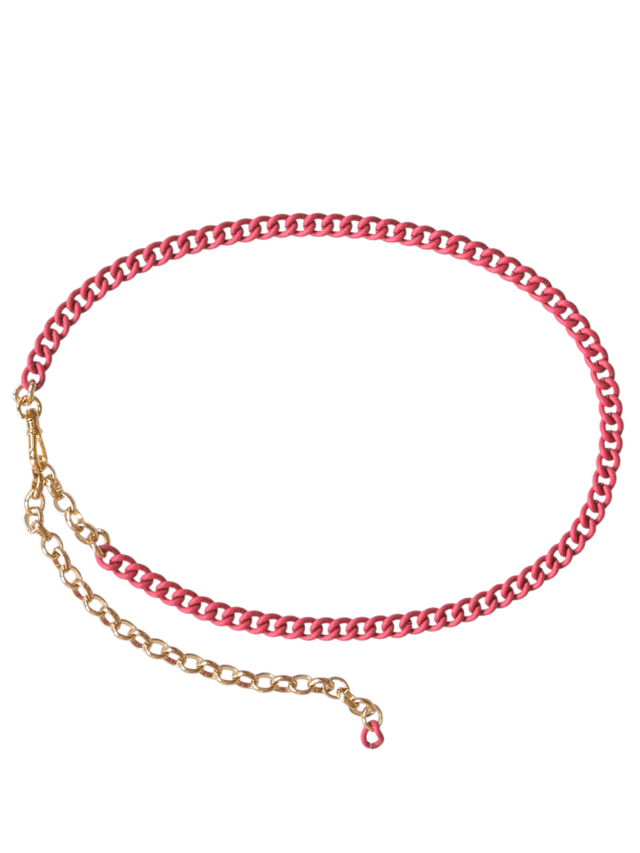 statement pink barbie chain belt