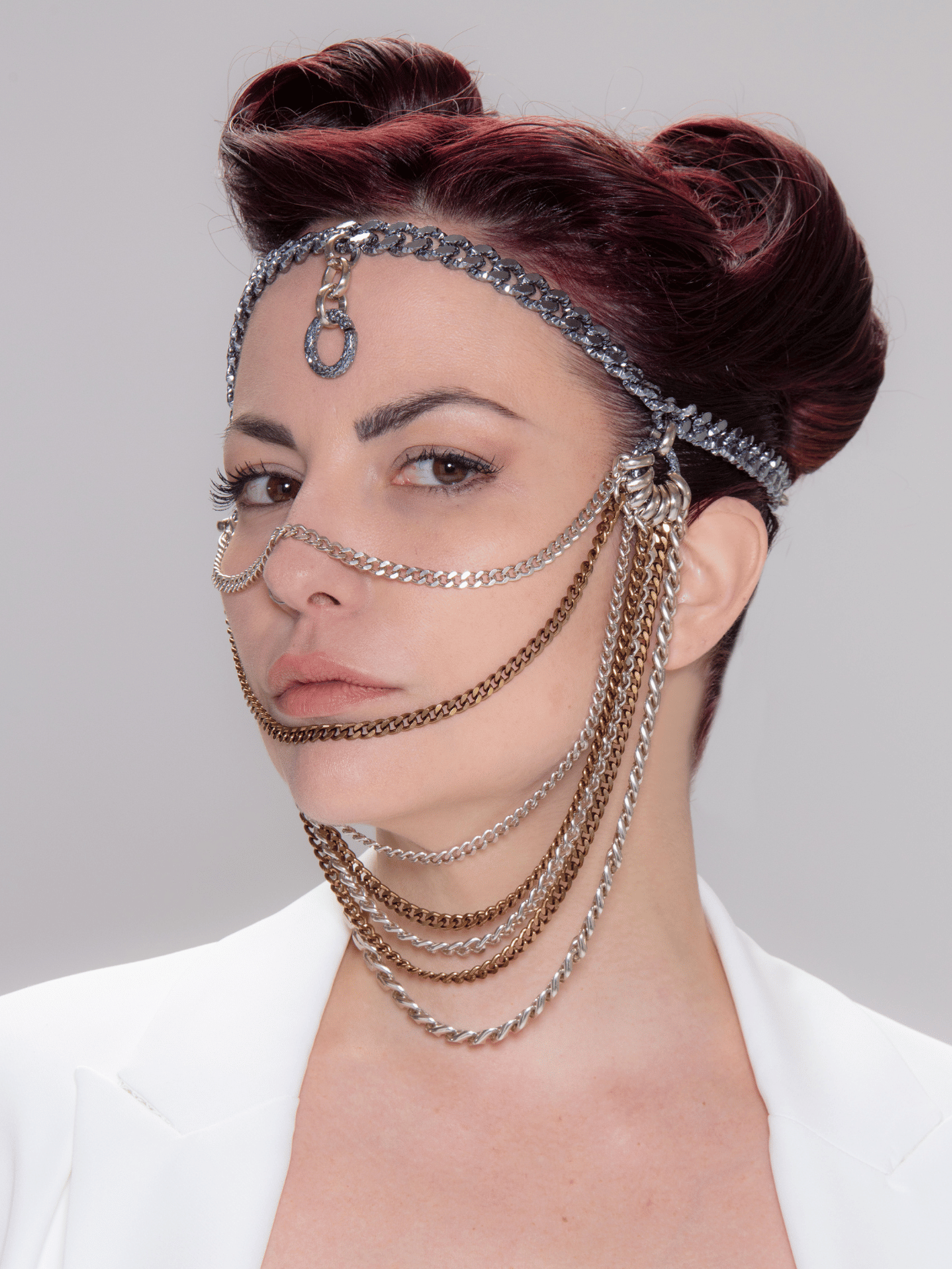 multi strand face chain veil 