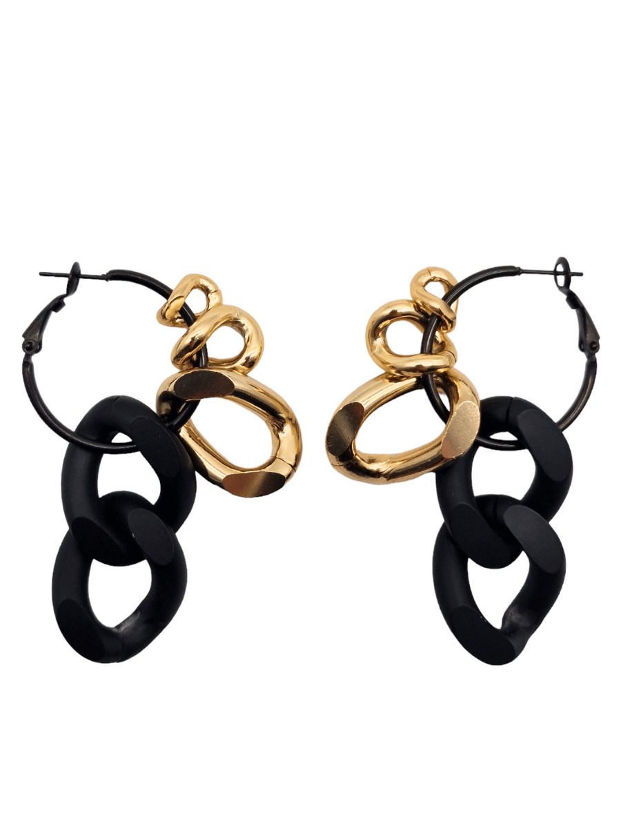 black gold hoop earrings with big chains