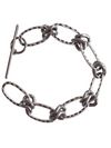 tribal hammered chain bracelet in ancient silver and gunmetal
